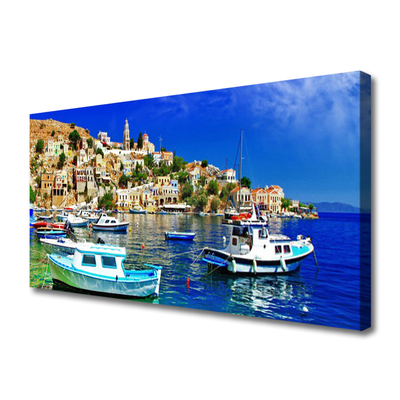 Quadro em tela Barcos Cidade Mar Paisagem