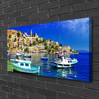 Quadro em tela Barcos Cidade Mar Paisagem