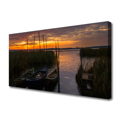Quadro canvas Paisagem de ervas marinhas de barcos