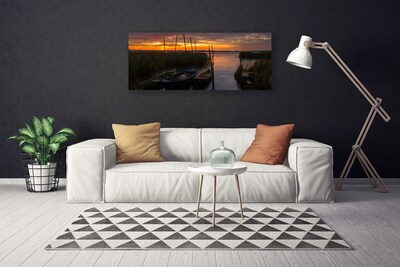 Quadro canvas Paisagem de ervas marinhas de barcos