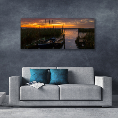Quadro canvas Paisagem de ervas marinhas de barcos