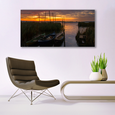 Quadro canvas Paisagem de ervas marinhas de barcos