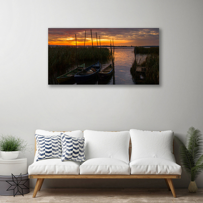 Quadro canvas Paisagem de ervas marinhas de barcos