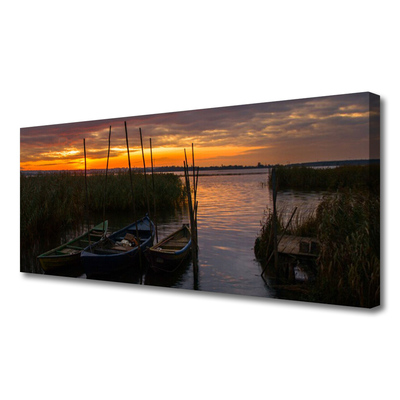 Quadro canvas Paisagem de ervas marinhas de barcos