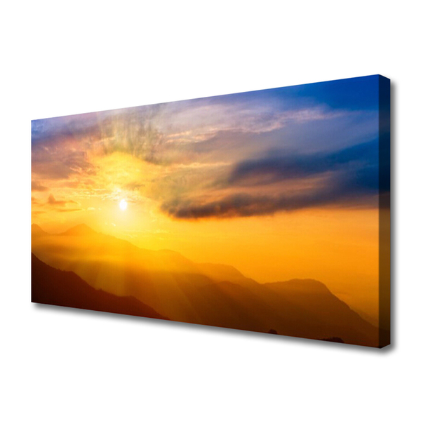 Quadro canvas Montanha Sol Nuvens Paisagem