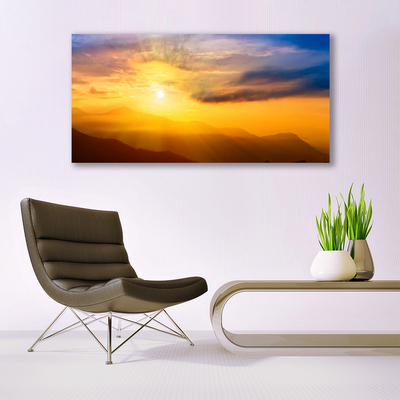 Quadro canvas Montanha Sol Nuvens Paisagem