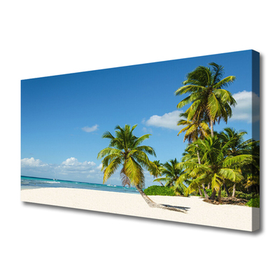 Quadro em tela Praia Palmeira Mar Paisagem