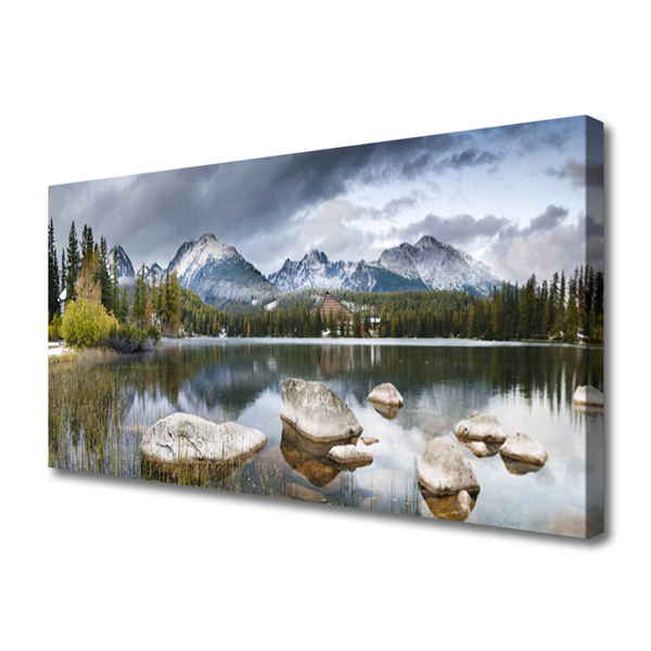 Quadro canvas Paisagem florestal das montanhas do lago