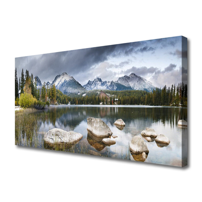 Quadro canvas Paisagem florestal das montanhas do lago