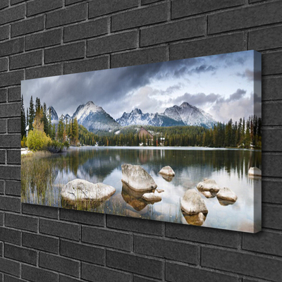Quadro canvas Paisagem florestal das montanhas do lago
