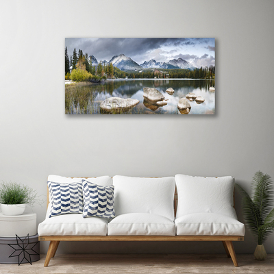Quadro canvas Paisagem florestal das montanhas do lago