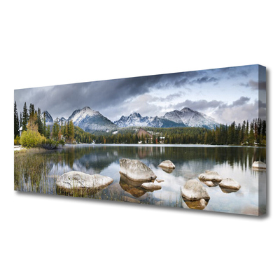 Quadro canvas Paisagem florestal das montanhas do lago
