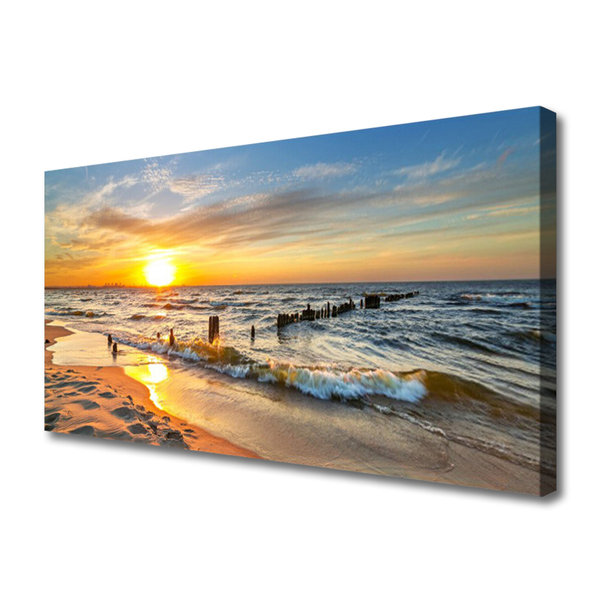 Quadro em tela Praia do Pôr do Sol no Mar
