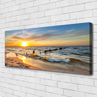 Quadro em tela Praia do Pôr do Sol no Mar