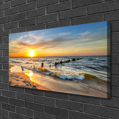 Quadro em tela Praia do Pôr do Sol no Mar