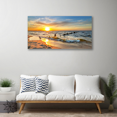 Quadro em tela Praia do Pôr do Sol no Mar