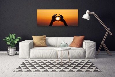 Quadro em tela Mãos Coração Sol Amor