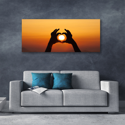 Quadro em tela Mãos Coração Sol Amor