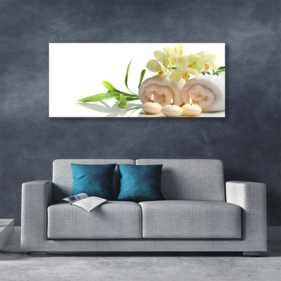 Quadro canvas Toalhas de Spa Velas Orquídea