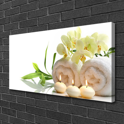 Quadro canvas Toalhas de Spa Velas Orquídea