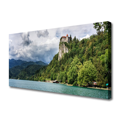 Quadro canvas Castelo na paisagem florestal das montanhas