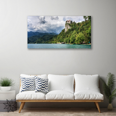 Quadro canvas Castelo na paisagem florestal das montanhas