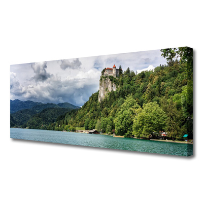 Quadro canvas Castelo na paisagem florestal das montanhas