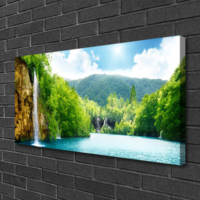 Quadro canvas Montanhas Floresta Lago Natureza