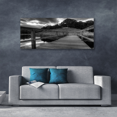 Quadro canvas Píer do Lago Preto e Branco