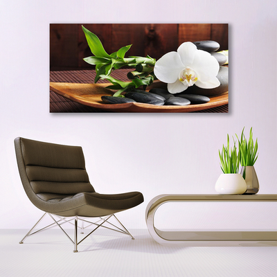 Quadro em tela Bambu Zen Orquídea Branca