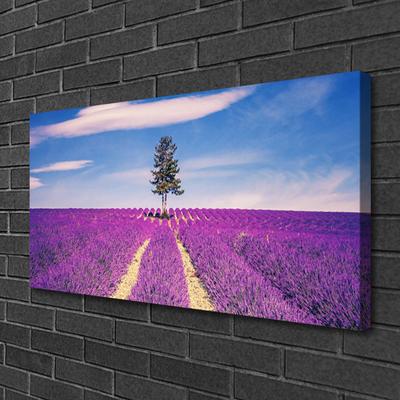 Quadro em tela Árvore do Prado do Campo de Lavanda