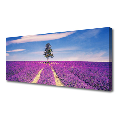 Quadro em tela Árvore do Prado do Campo de Lavanda