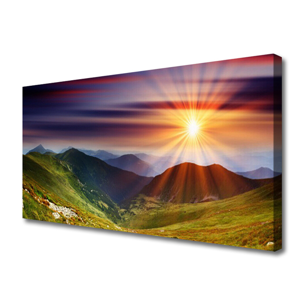 Quadro em tela Paisagem do pôr do sol nas montanhas