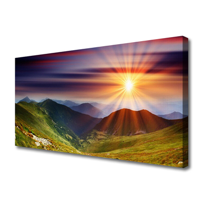 Quadro em tela Paisagem do pôr do sol nas montanhas