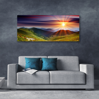 Quadro em tela Paisagem do pôr do sol nas montanhas