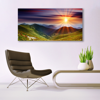 Quadro em tela Paisagem do pôr do sol nas montanhas