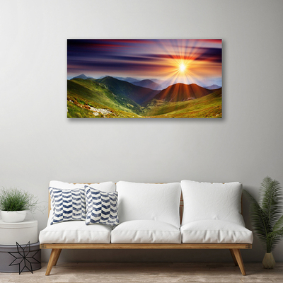 Quadro em tela Paisagem do pôr do sol nas montanhas