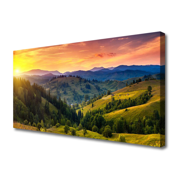 Quadro em tela Paisagem Prado Pôr do Sol