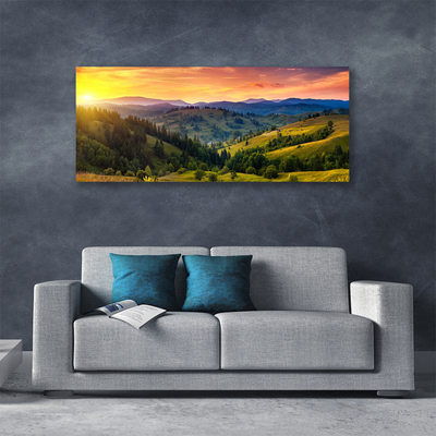 Quadro em tela Paisagem Prado Pôr do Sol