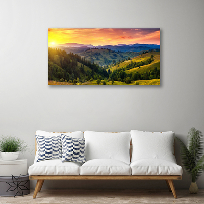 Quadro em tela Paisagem Prado Pôr do Sol