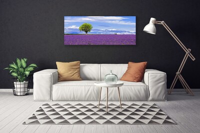 Quadro em tela Campo de Lavanda Árvore Natureza