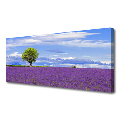 Quadro em tela Campo de Lavanda Árvore Natureza