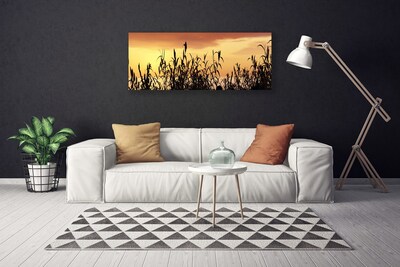 Quadro em tela Folhas Sunset Meadow Field