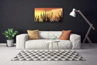 Quadro em tela Folhas Sunset Meadow Field