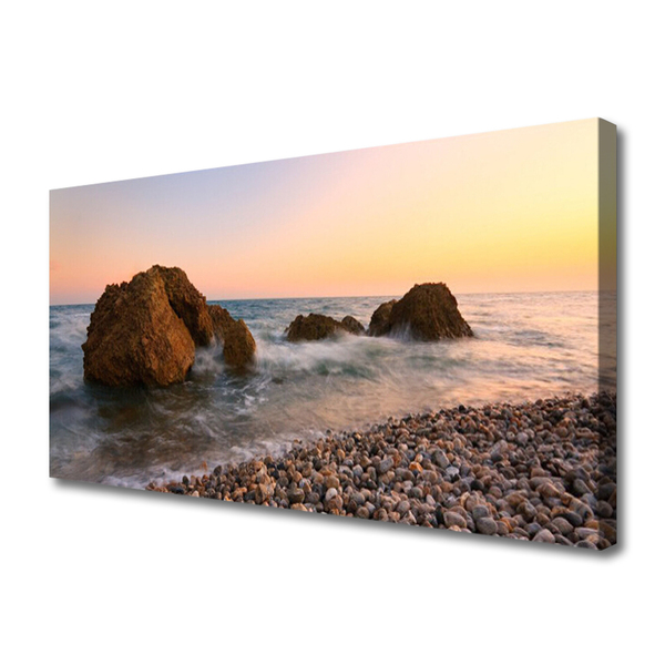 Quadro canvas Costa Mar Ondas Rochas
