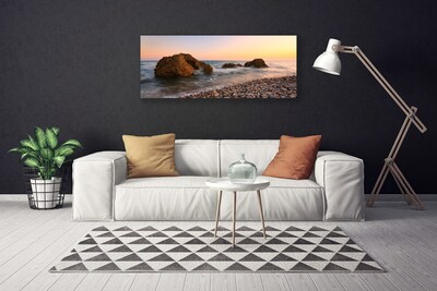Quadro canvas Costa Mar Ondas Rochas