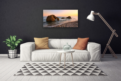 Quadro canvas Costa Mar Ondas Rochas