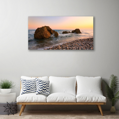 Quadro canvas Costa Mar Ondas Rochas