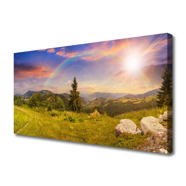 Quadro canvas Montanhas Prado Natureza Céu