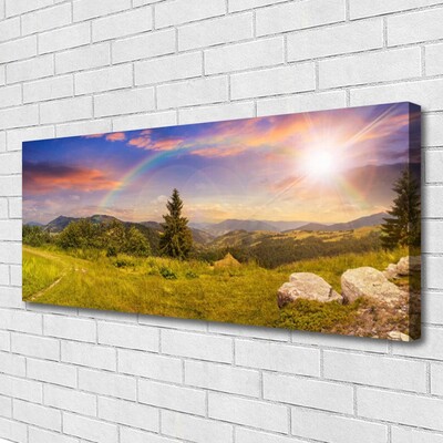 Quadro canvas Montanhas Prado Natureza Céu